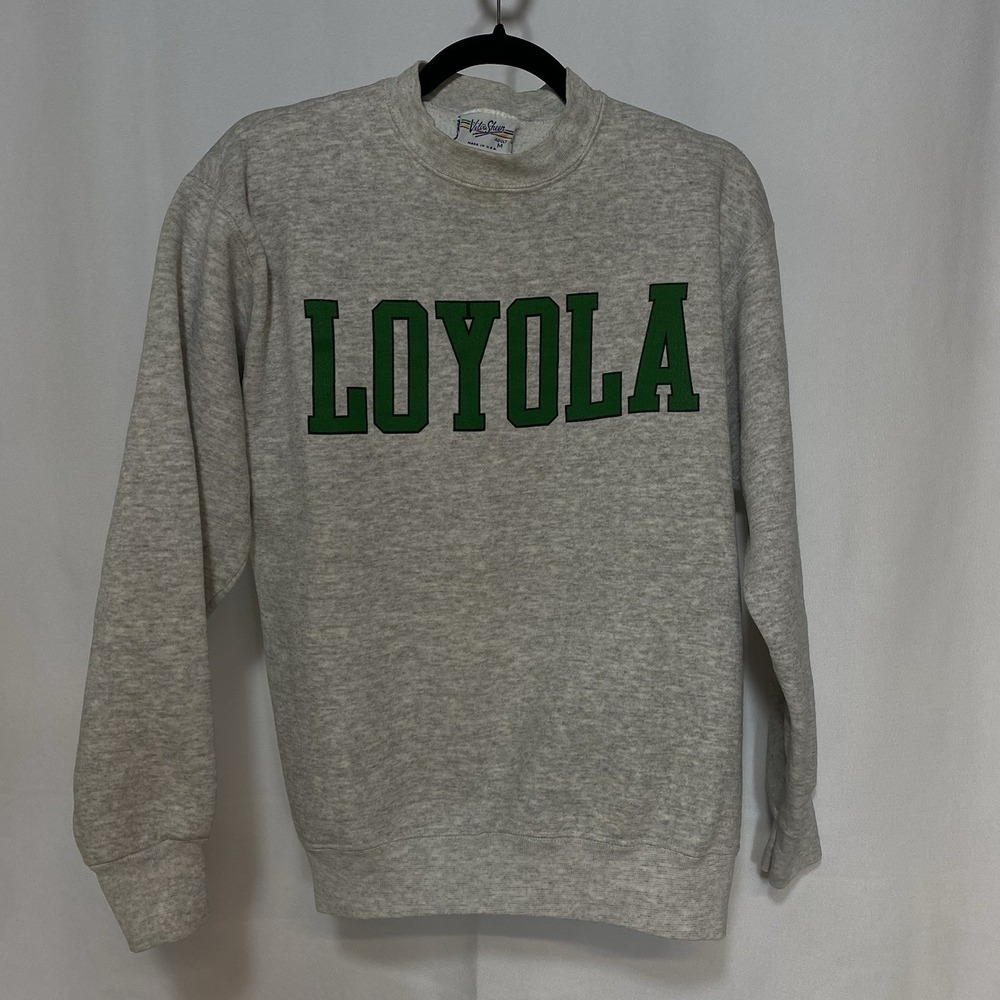 Loyola Graphic Velva Sheen Sweatshirt Mens Medium Gray Vintage Made In USA